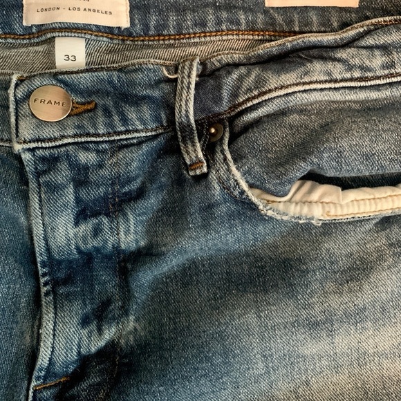 Frame Denim Men's Size 33x32 L'Homme Slim Jeans in Channel Place Wash Zip Fly - Picture 3 of 6